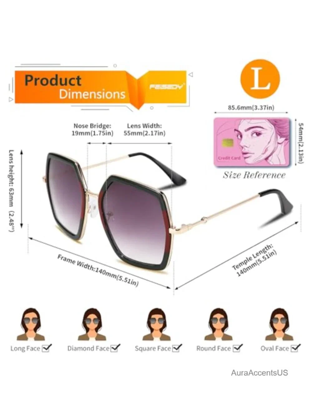 Oversized Geometric Hexagon Square Sunglasses UV400 Full Frame Retro